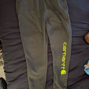 Carhartt Kids Gray Joggers with Bright Green Logo
